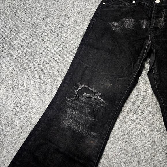 7 For All Mankind Jeans Black Distressed Bootcut Stretch Denim Grunge Style - Picture 3 of 15